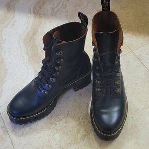 Leona Smooth Leather Lug Sole Combat Boots